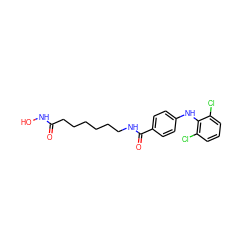 O=C(CCCCCCNC(=O)c1ccc(Nc2c(Cl)cccc2Cl)cc1)NO ZINC000118364220