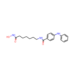 O=C(CCCCCCNC(=O)c1ccc(Nc2ccccc2)cc1)NO ZINC000118357806