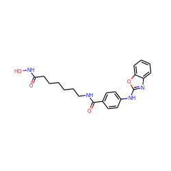 O=C(CCCCCCNC(=O)c1ccc(Nc2nc3ccccc3o2)cc1)NO ZINC000118363304