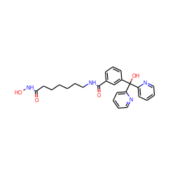 O=C(CCCCCCNC(=O)c1cccc(C(O)(c2ccccn2)c2ccccn2)c1)NO ZINC000118363338