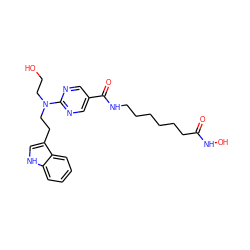 O=C(CCCCCCNC(=O)c1cnc(N(CCO)CCc2c[nH]c3ccccc23)nc1)NO ZINC000118526693