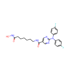 O=C(CCCCCCNC(=O)c1cnc(N(c2ccc(F)cc2)c2ccc(F)cc2)nc1)NO ZINC000118352783