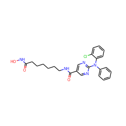 O=C(CCCCCCNC(=O)c1cnc(N(c2ccccc2)c2ccccc2Cl)nc1)NO ZINC000098023187