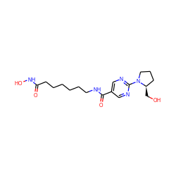 O=C(CCCCCCNC(=O)c1cnc(N2CCC[C@H]2CO)nc1)NO ZINC000118367635