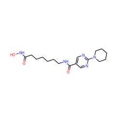 O=C(CCCCCCNC(=O)c1cnc(N2CCCCC2)nc1)NO ZINC000118355545