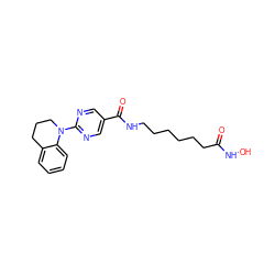 O=C(CCCCCCNC(=O)c1cnc(N2CCCc3ccccc32)nc1)NO ZINC000146426616