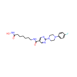 O=C(CCCCCCNC(=O)c1cnc(N2CCN(c3ccc(F)cc3)CC2)nc1)NO ZINC000118353202