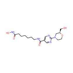 O=C(CCCCCCNC(=O)c1cnc(N2CCO[C@H](CO)C2)nc1)NO ZINC000118355072