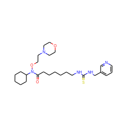 O=C(CCCCCCNC(=S)NCc1cccnc1)N(OCCN1CCOCC1)C1CCCCC1 ZINC000103247723