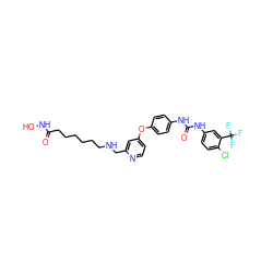 O=C(CCCCCCNCc1cc(Oc2ccc(NC(=O)Nc3ccc(Cl)c(C(F)(F)F)c3)cc2)ccn1)NO ZINC000144267317