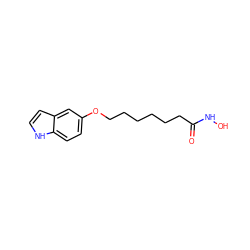 O=C(CCCCCCOc1ccc2[nH]ccc2c1)NO ZINC000040812735