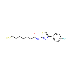 O=C(CCCCCCS)Nc1nc(-c2ccc(F)cc2)cs1 ZINC000169350158