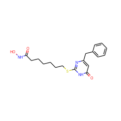 O=C(CCCCCCSc1nc(Cc2ccccc2)cc(=O)[nH]1)NO ZINC000028528444