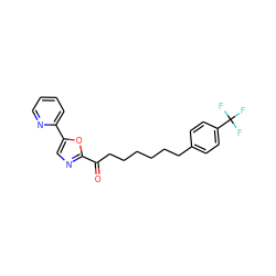 O=C(CCCCCCc1ccc(C(F)(F)F)cc1)c1ncc(-c2ccccn2)o1 ZINC000014979876