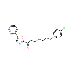 O=C(CCCCCCc1ccc(Cl)cc1)c1ncc(-c2ccccn2)o1 ZINC000014979900