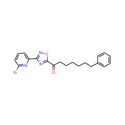 O=C(CCCCCCc1ccccc1)c1nc(-c2cccc(Br)n2)no1 ZINC000040895665