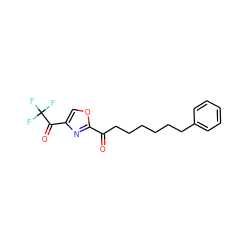 O=C(CCCCCCc1ccccc1)c1nc(C(=O)C(F)(F)F)co1 ZINC000040863865