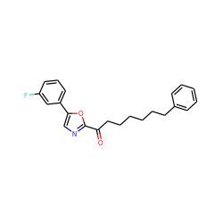 O=C(CCCCCCc1ccccc1)c1ncc(-c2cccc(F)c2)o1 ZINC000035259923