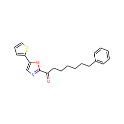 O=C(CCCCCCc1ccccc1)c1ncc(-c2cccs2)o1 ZINC000013611961