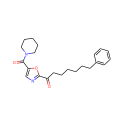 O=C(CCCCCCc1ccccc1)c1ncc(C(=O)N2CCCCC2)o1 ZINC000034803772