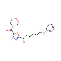 O=C(CCCCCCc1ccccc1)c1ncc(C(=O)N2CCOCC2)o1 ZINC000035259965