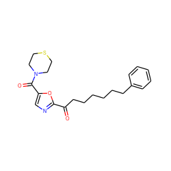 O=C(CCCCCCc1ccccc1)c1ncc(C(=O)N2CCSCC2)o1 ZINC000035259942