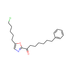 O=C(CCCCCCc1ccccc1)c1ncc(CCCCCCl)o1 ZINC000103251715