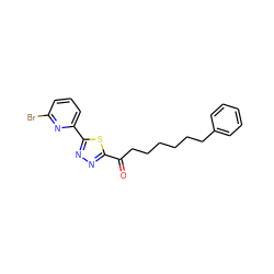 O=C(CCCCCCc1ccccc1)c1nnc(-c2cccc(Br)n2)s1 ZINC000040395378