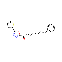 O=C(CCCCCCc1ccccc1)c1nnc(-c2cccs2)o1 ZINC000040394884