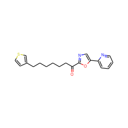 O=C(CCCCCCc1ccsc1)c1ncc(-c2ccccn2)o1 ZINC000014979803