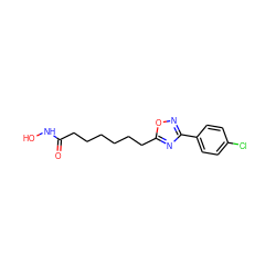 O=C(CCCCCCc1nc(-c2ccc(Cl)cc2)no1)NO ZINC000141936245