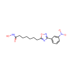 O=C(CCCCCCc1nc(-c2cccc([N+](=O)[O-])c2)no1)NO ZINC000141949917