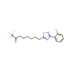 O=C(CCCCCCc1nc(-c2ccccc2Cl)no1)C(F)(F)F ZINC000141515161