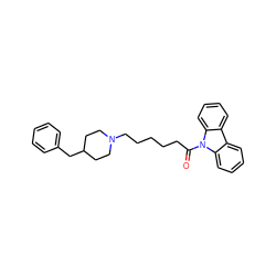 O=C(CCCCCN1CCC(Cc2ccccc2)CC1)n1c2ccccc2c2ccccc21 ZINC000653687423