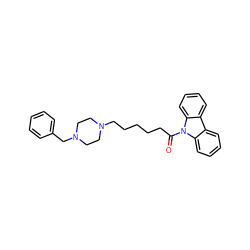 O=C(CCCCCN1CCN(Cc2ccccc2)CC1)n1c2ccccc2c2ccccc21 ZINC000653691256