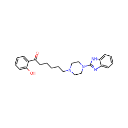 O=C(CCCCCN1CCN(c2nc3ccccc3[nH]2)CC1)c1ccccc1O ZINC000013493252