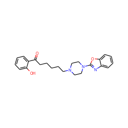 O=C(CCCCCN1CCN(c2nc3ccccc3o2)CC1)c1ccccc1O ZINC000013493251