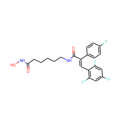 O=C(CCCCCNC(=O)/C(=C/c1c(F)cc(F)cc1F)c1ccc(F)cc1)NO ZINC000096167592