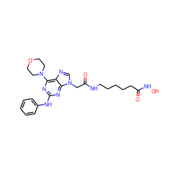 O=C(CCCCCNC(=O)Cn1cnc2c(N3CCOCC3)nc(Nc3ccccc3)nc21)NO ZINC000221301986