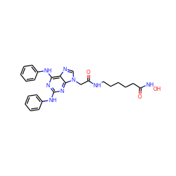 O=C(CCCCCNC(=O)Cn1cnc2c(Nc3ccccc3)nc(Nc3ccccc3)nc21)NO ZINC000221302153