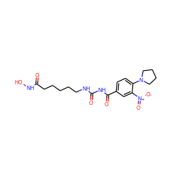 O=C(CCCCCNC(=O)NC(=O)c1ccc(N2CCCC2)c([N+](=O)[O-])c1)NO ZINC000049035860