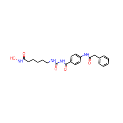 O=C(CCCCCNC(=O)NC(=O)c1ccc(NC(=O)Cc2ccccc2)cc1)NO ZINC000049046263