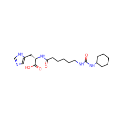 O=C(CCCCCNC(=O)NC1CCCCC1)N[C@@H](Cc1cnc[nH]1)C(=O)O ZINC000036330597