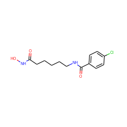 O=C(CCCCCNC(=O)c1ccc(Cl)cc1)NO ZINC000005579677