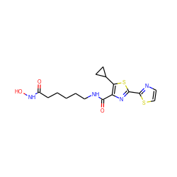 O=C(CCCCCNC(=O)c1nc(-c2nccs2)sc1C1CC1)NO ZINC000147355410