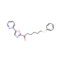 O=C(CCCCCSc1ccccc1)c1ncc(-c2ccccn2)o1 ZINC000014980070