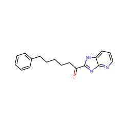 O=C(CCCCCc1ccccc1)c1nc2ncccc2[nH]1 ZINC000653773242