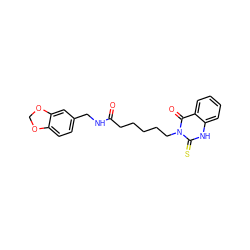 O=C(CCCCCn1c(=S)[nH]c2ccccc2c1=O)NCc1ccc2c(c1)OCO2 ZINC000002970585