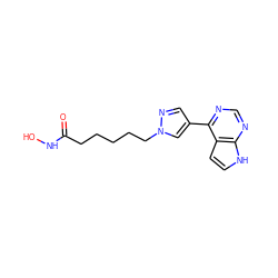 O=C(CCCCCn1cc(-c2ncnc3[nH]ccc23)cn1)NO ZINC001772603787