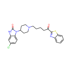 O=C(CCCCN1CCC(n2c(=O)[nH]c3cc(Cl)ccc32)CC1)c1nc2ccccc2s1 ZINC000084670850